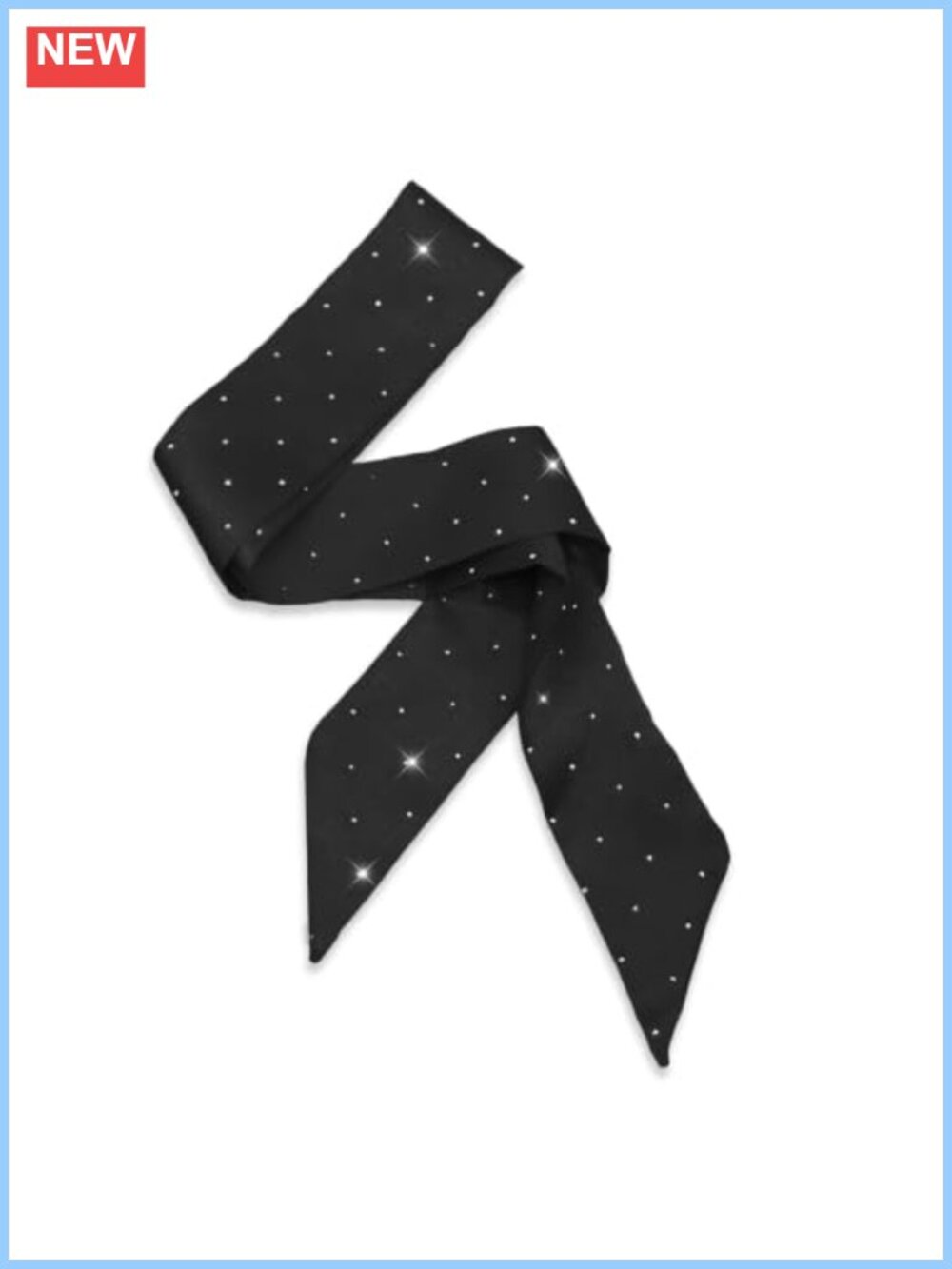 Rhinestone Skinny Scarf Polyester Satin-Like Slim Neck Hair Purse Wrap